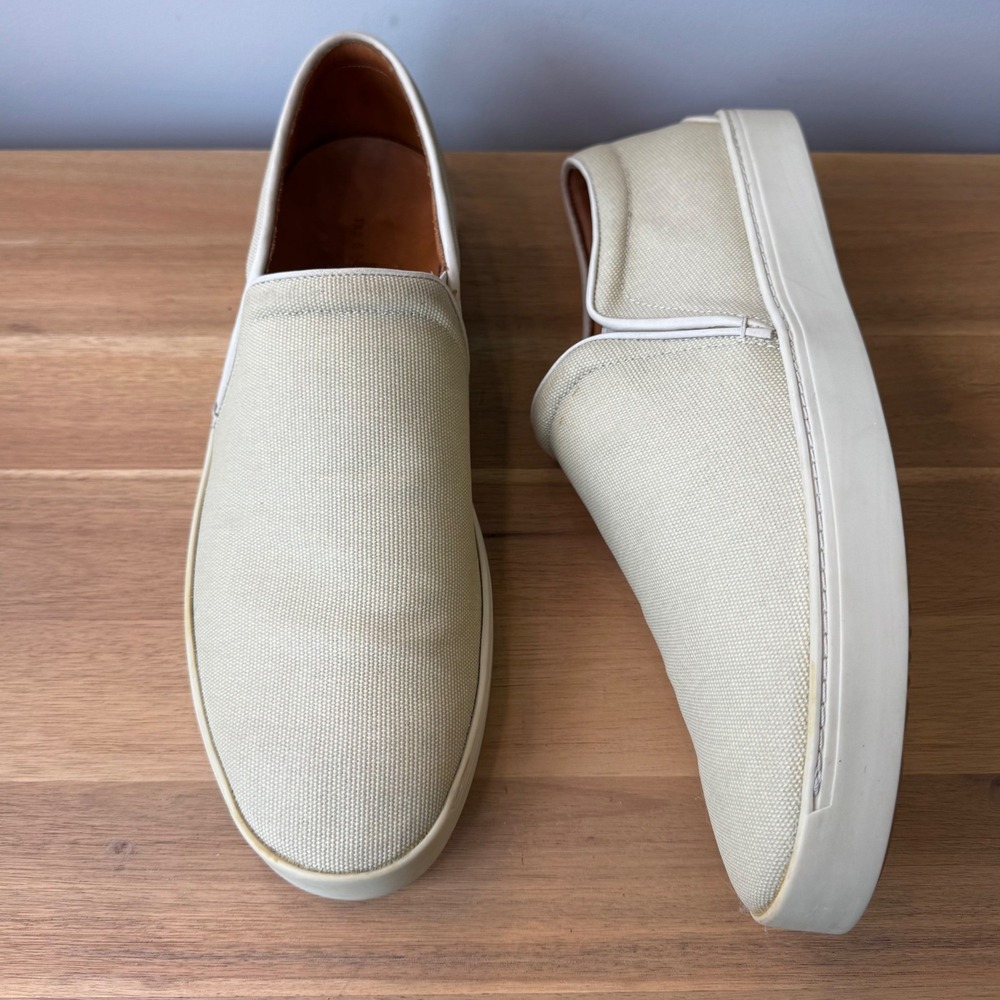Rag & Bone Men 12 EU 45 Cream Off White Canvas Slip On Sneaker Loafers Casual